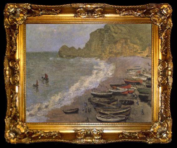 framed  Claude Monet The Beach at Etretat, ta009-2